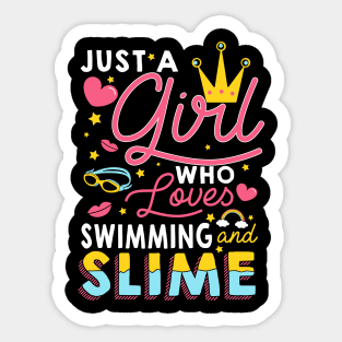 Just A Girl Slime And Swimming - 10th Birthday Gift Sticker